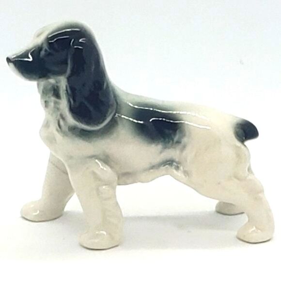 Black White Vintage American Cocker Spaniel Porcelain Figurine AS IS - Picture 3 of 12